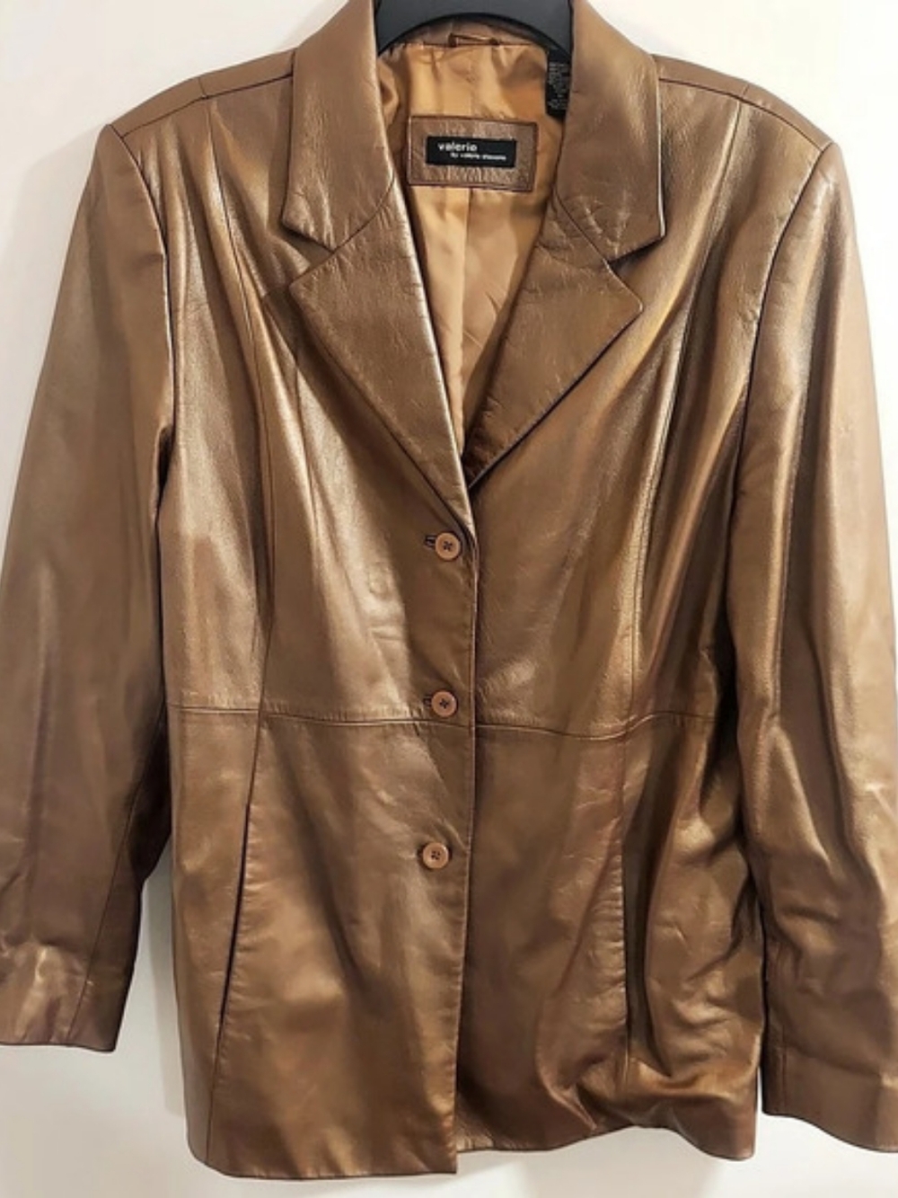 Valerie by Valerie Stevens Leather Blazer in Brown XL